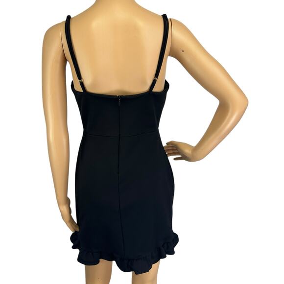 Lulus Spoonful of Sass Ruffled Bodycon Mini Dress Black Ponte Knit Size M - Picture 8 of 15